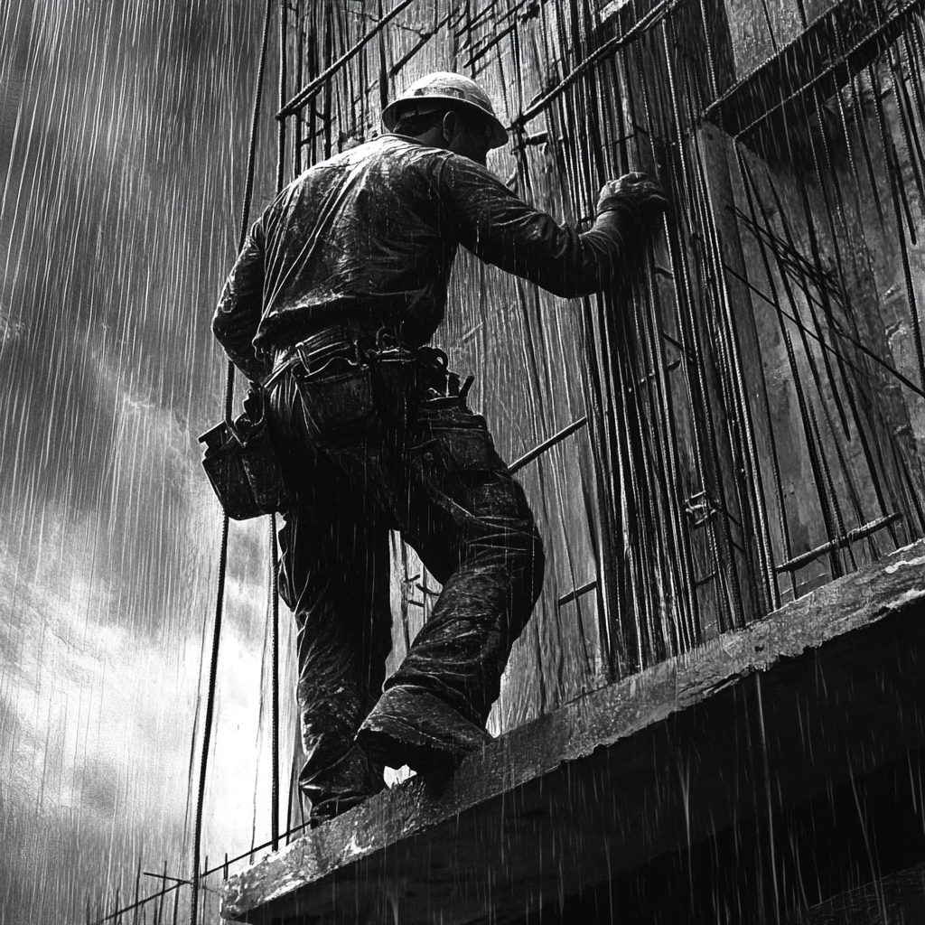 hombre trabajando en la lluvia en servicio de impermeabilización en CDMX